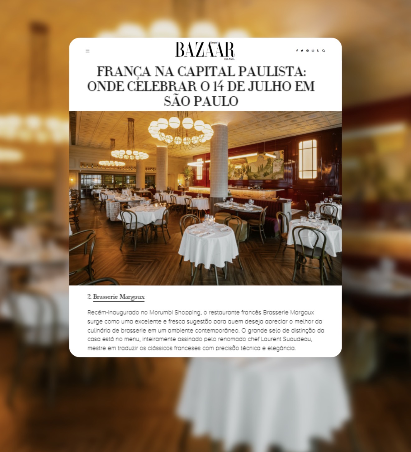 Harper's Bazaar — Brasserie Margaux no 14 de Julho