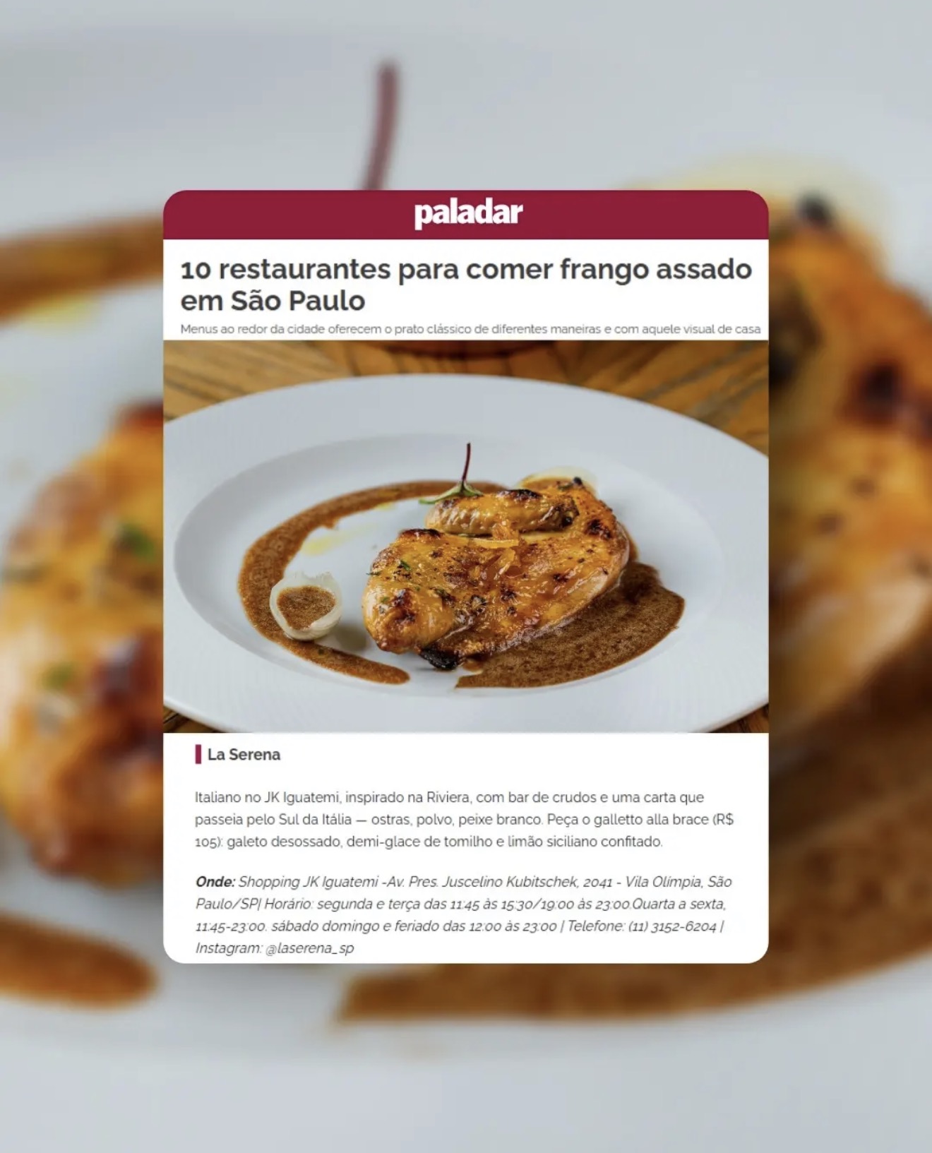 Paladar — 10 restaurantes para comer frango assado em São Paulo