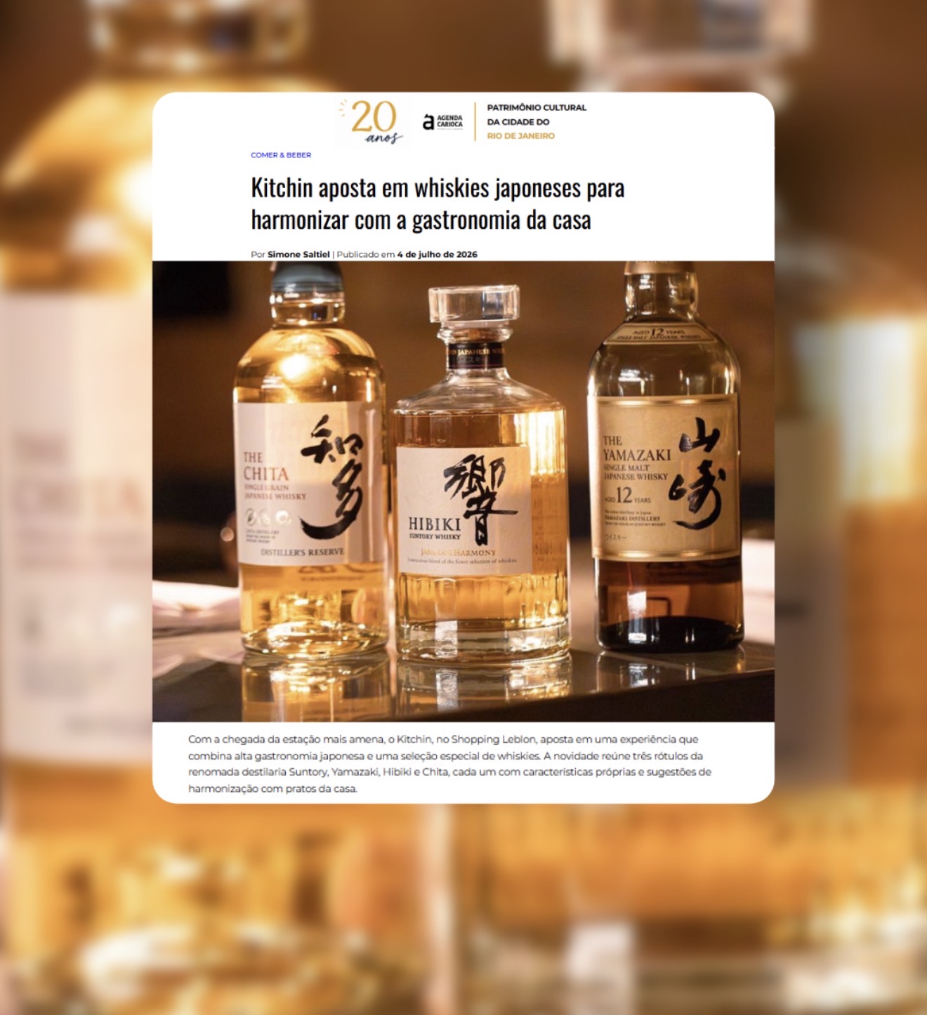 Agenda Carioca — Kitchin e whiskies japoneses