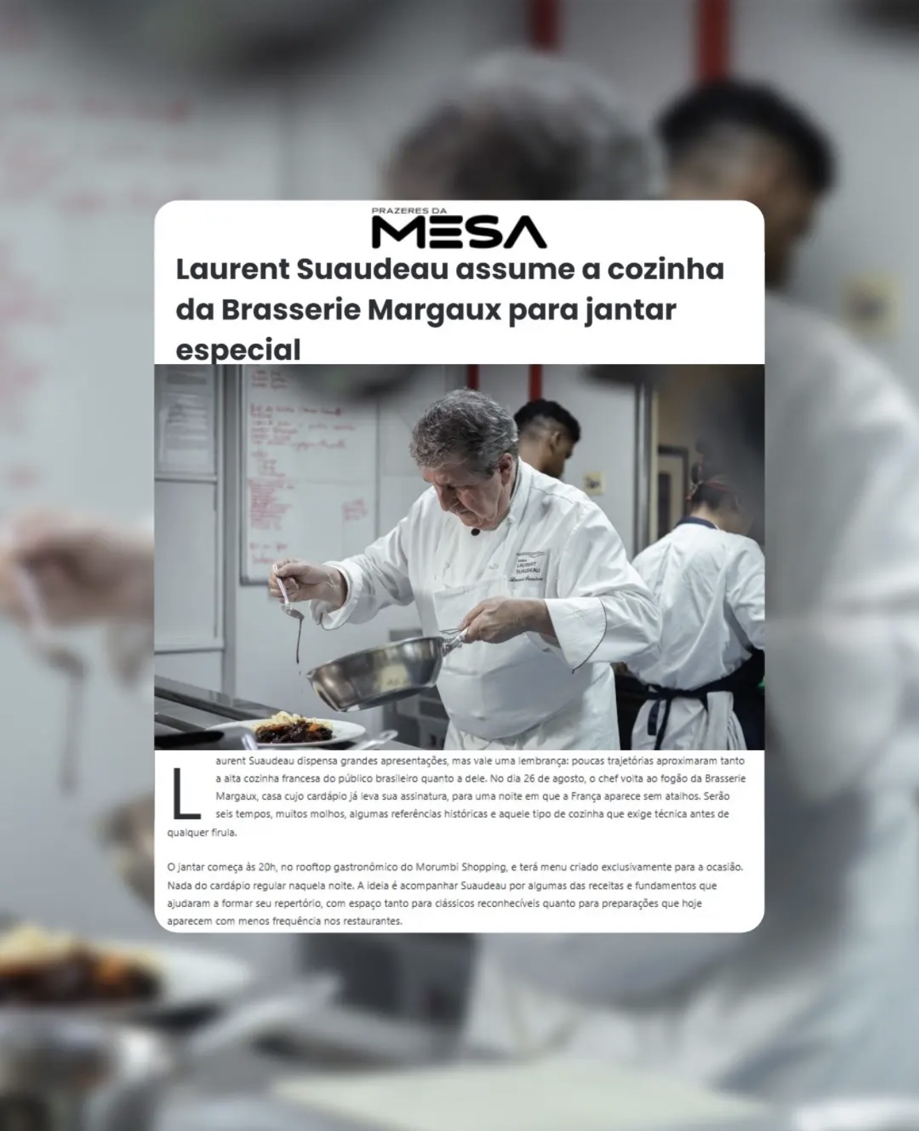 Prazeres da Mesa — Laurent Suaudeau na Brasserie Margaux
