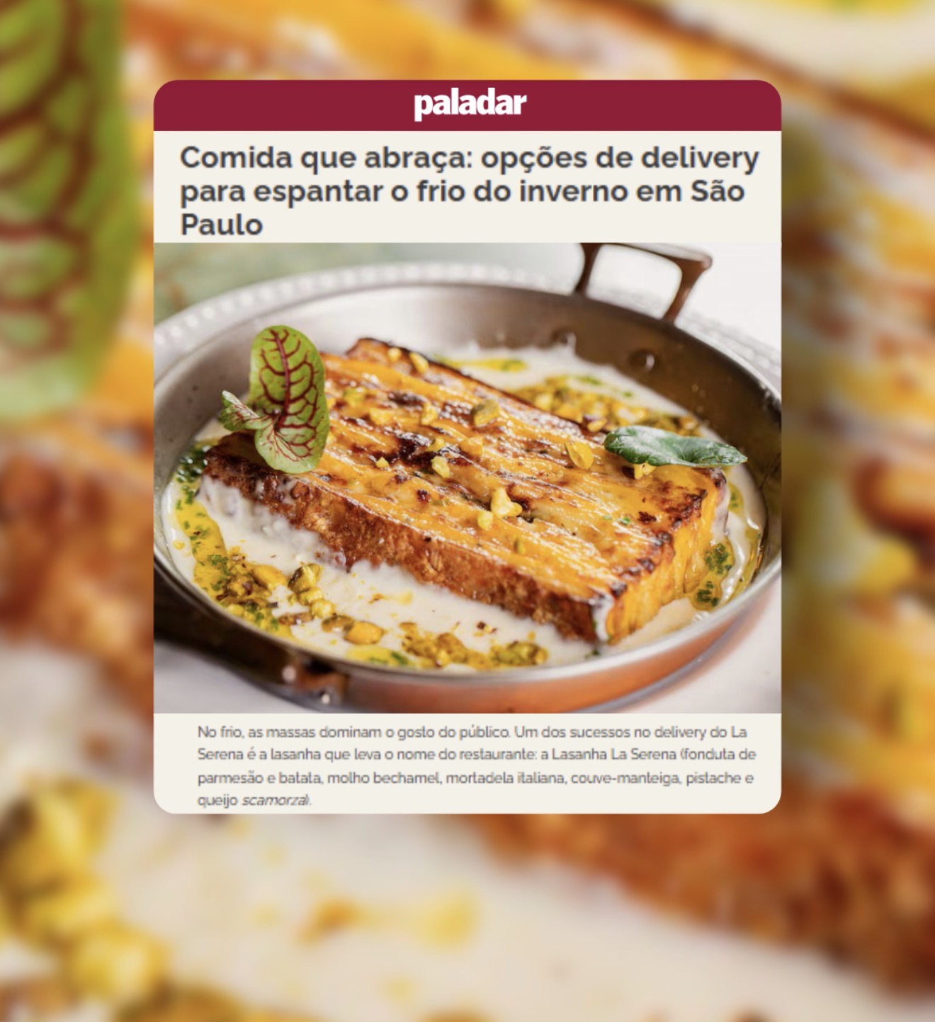 Paladar — Delivery do La Serena no inverno